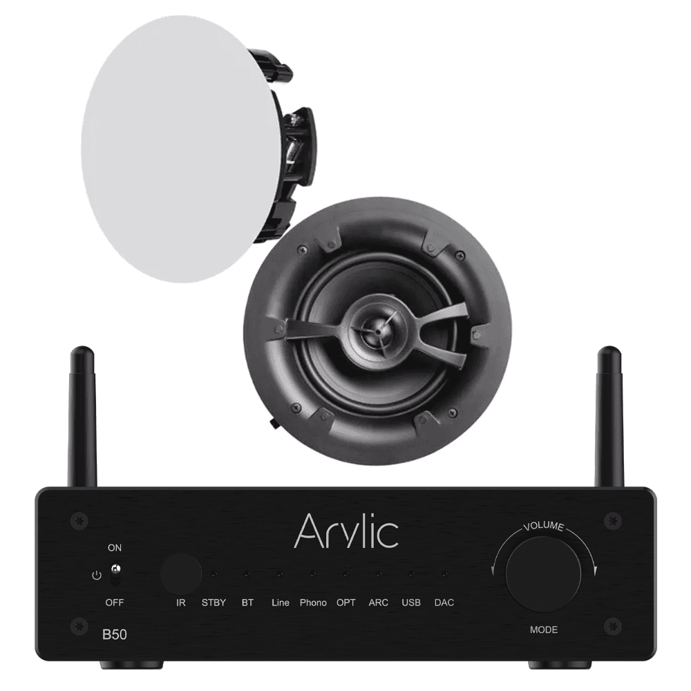 Arylic B50 Bluetooth Stereo Amplifier With Linx L6V2 In-Ceiling Speaker Combo