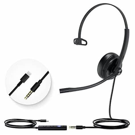 Yealink UH37 Mono USB Headset, USB-C With USB-C/A Adapter, Teams Certified
