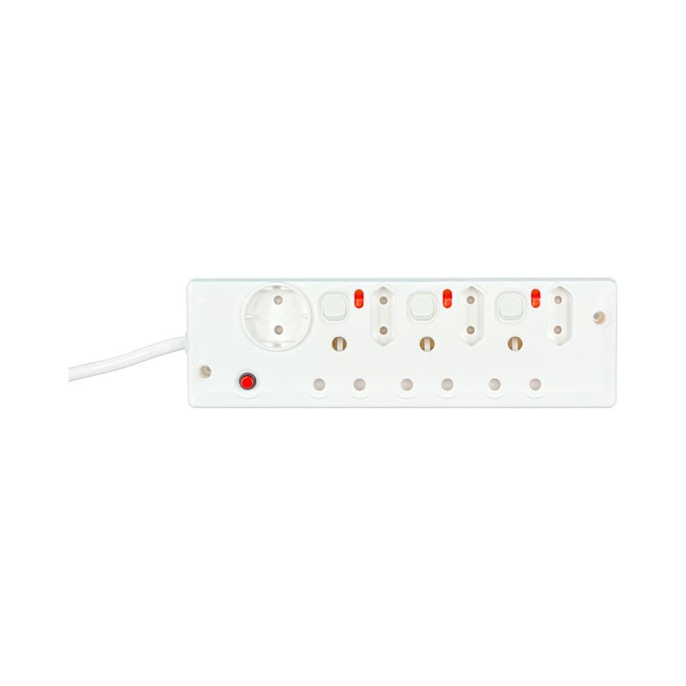 7-Port Multiplug with Individual Switches (Shuko, 3x Euro, 3x SA)