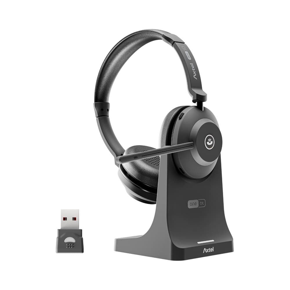 Axtel - ONEBTD-CB One Bt Stereo Headset With Wireless Usb Dongle And Charging Base