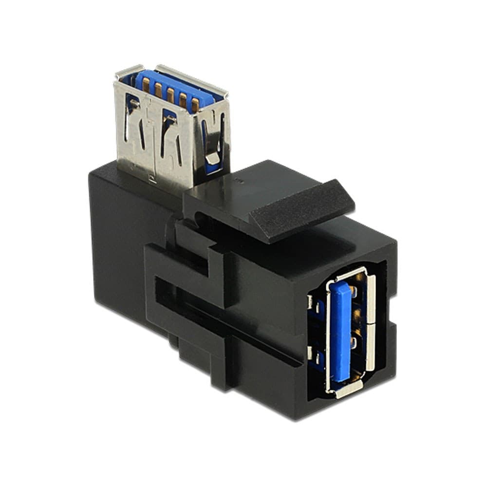 Delock - DELOCK-86360 Keystone Module USB 3.0 Type-A Female to Female 90° Angled (Black)