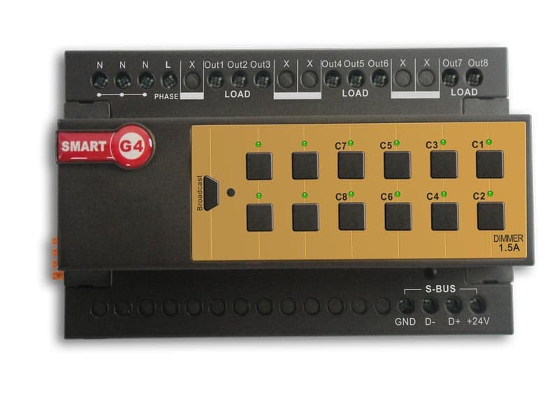 SmartBus SB-DIM8c1A-DN - Dimmer 8ch 1