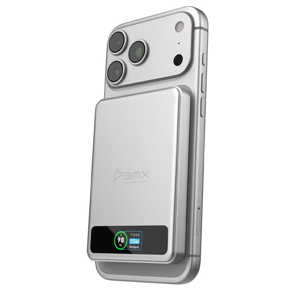 BMX - SolidSafe™ 10K Solid-State Magnetic Power Bank - Silver