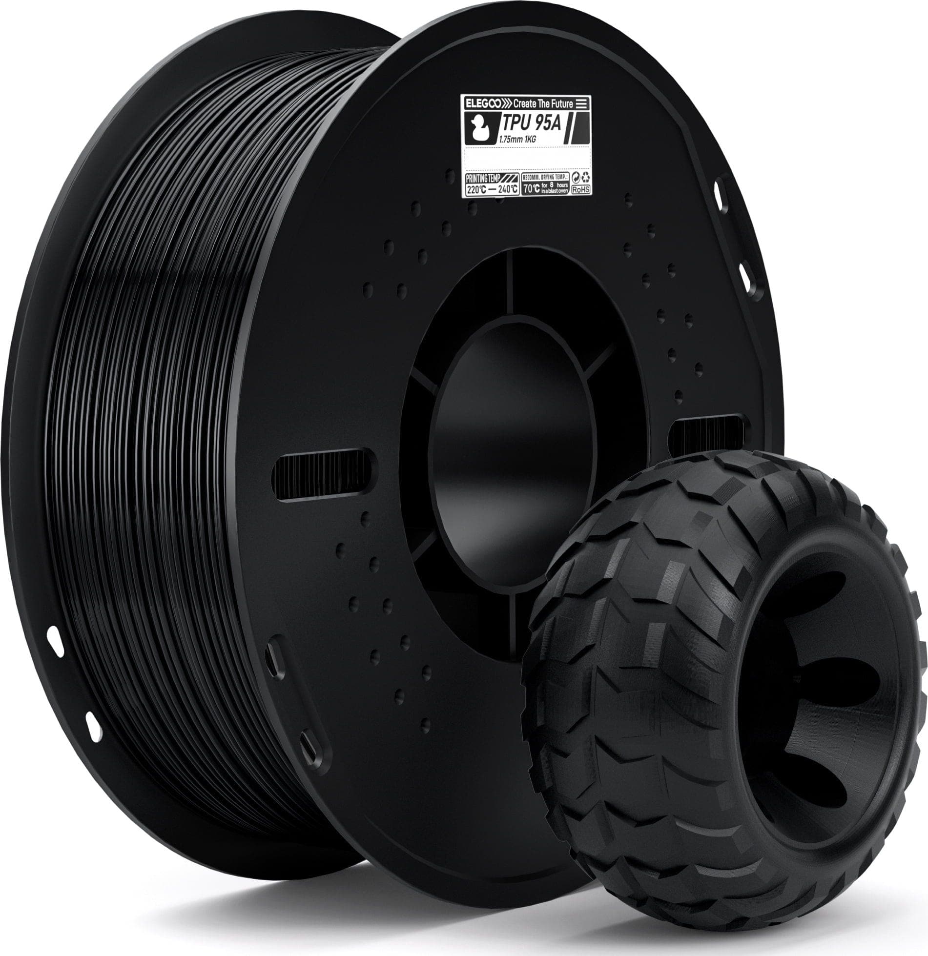 Elegoo TPU Black 1.75 mm / 1000 g Paper Spool