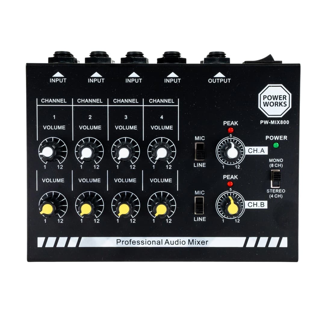 PowerWorks - PW-MIX-800 8-Channel Powered Mixer