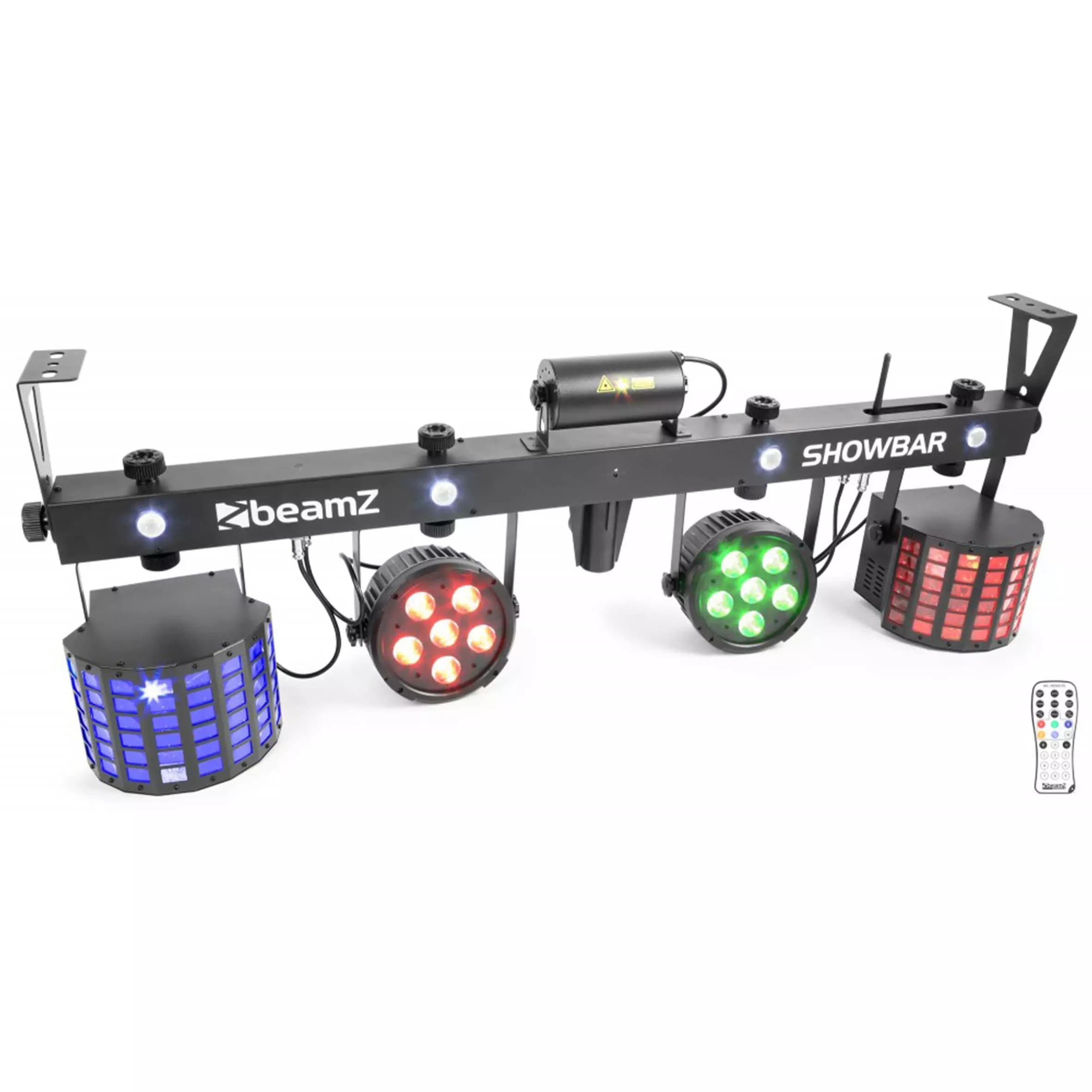 BeamZ LED Showbar with Par Butterfly Laser and Strobe 4x 1W LED 12x 8W RGBWUV