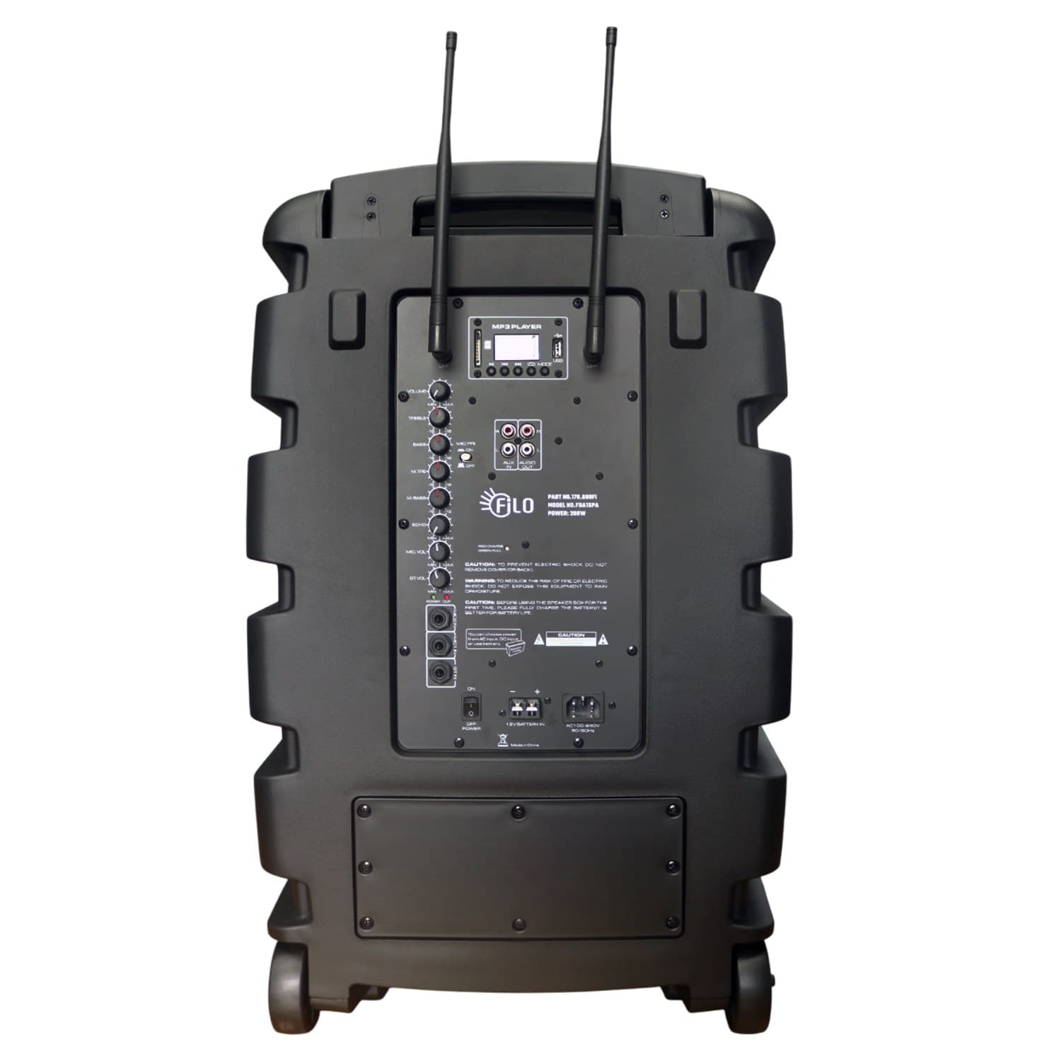 Filo - FDA12PA PORTABLE PA 2x UHF MICS/MP3/USB/SD/FM/BT 12INCH