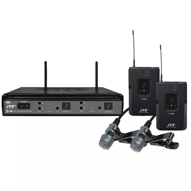 JTS - E-7Du/E-7TB +CM-501×2 DUAL LAPEL MICROPHONE DIVERSITY UHF 518-542MHz