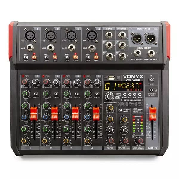Vonyx - VM-KG08 MUSIC MIXER BT/MP3/USB/DSP/REC 8CH
