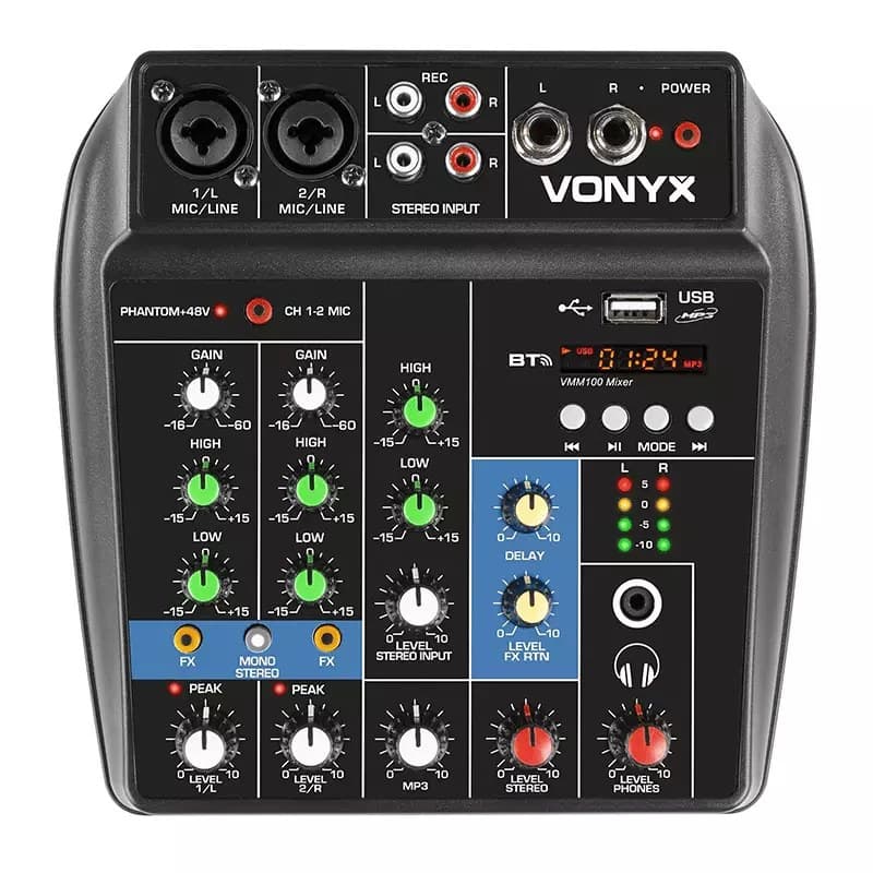 Vonyx VMM100 Music Mixer DSP/BT/USB 3-Channel