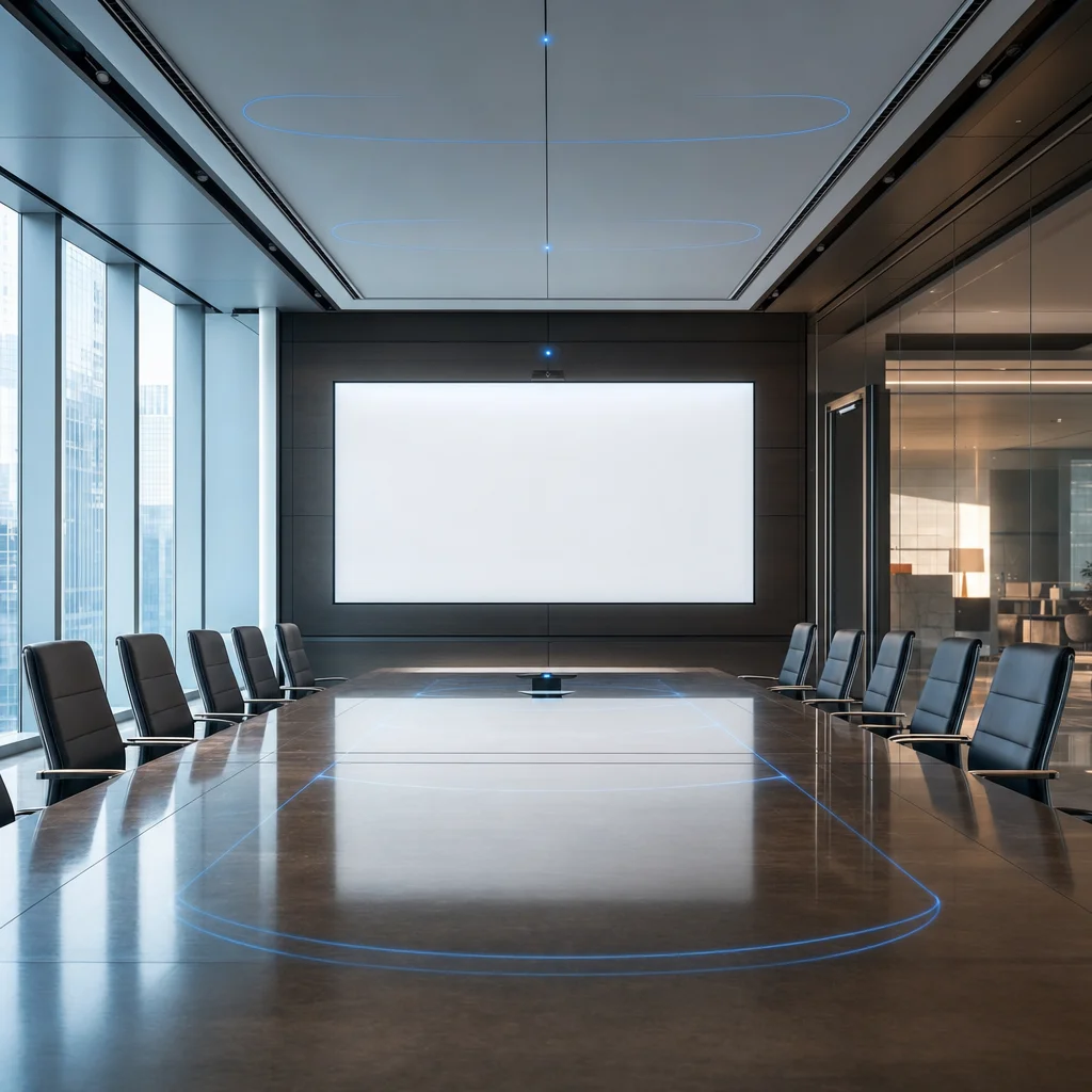Premium conference room with integrated AV technology ready for collaboration