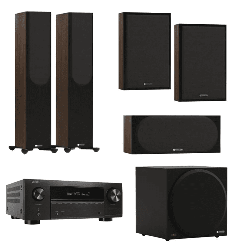 Monitor Audio - Bronze 300 5.1 + Denon AVC-X3800H Home Theatre Package (Walnut)