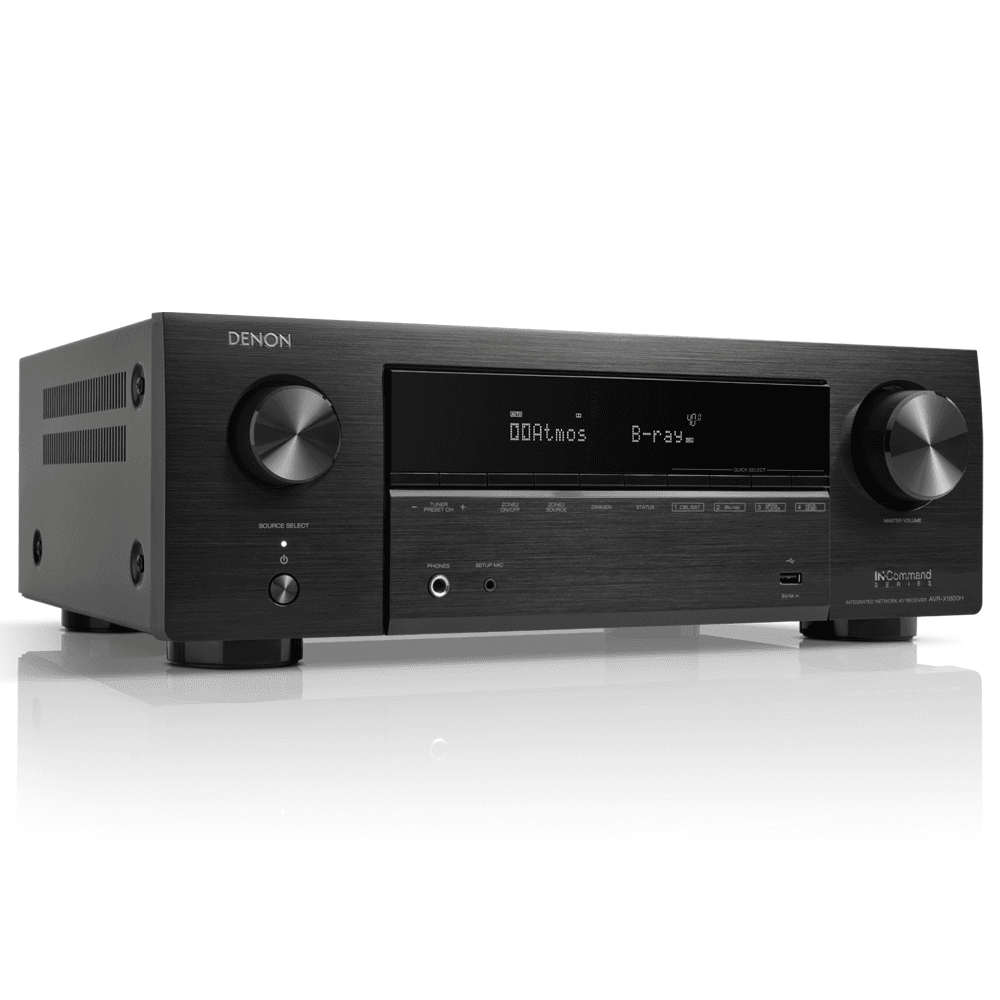 Denon AVR-X1800H 7.2 Channel AV Receiver - 80W/Channel, Wireless Streaming via Built-in HEOS, WiFi, & Bluetooth