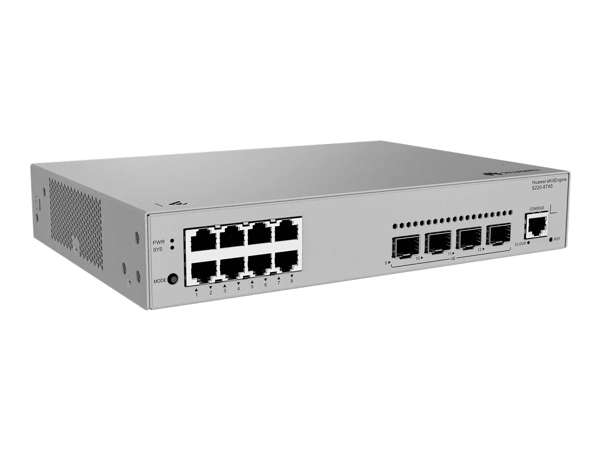 Huawei eKit S220-8T4S Layer 2 Managed Switch, 8 x 10/100/1000BASE-T ports, 4 x 1GE SFP ports