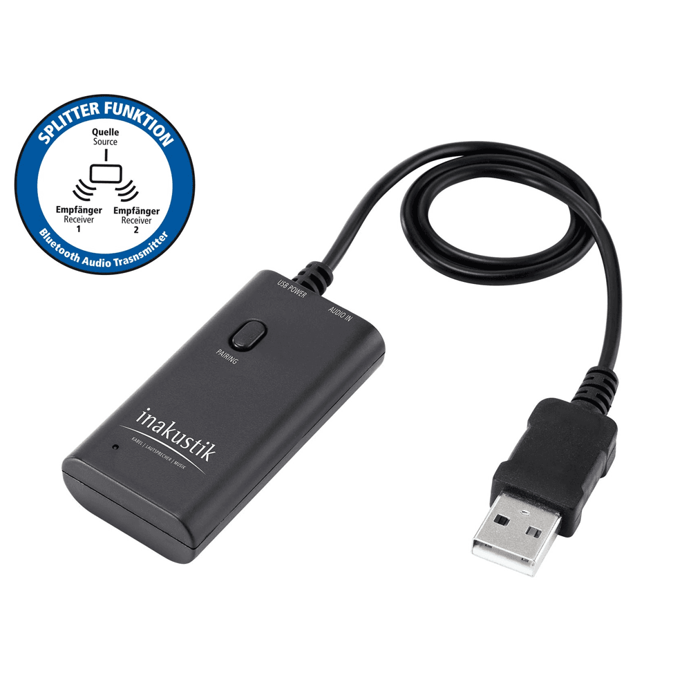 Inakustik Bluetooth Transmitter & Splitter - Bluetooth Audio Transmitter & Splitter jack plug input