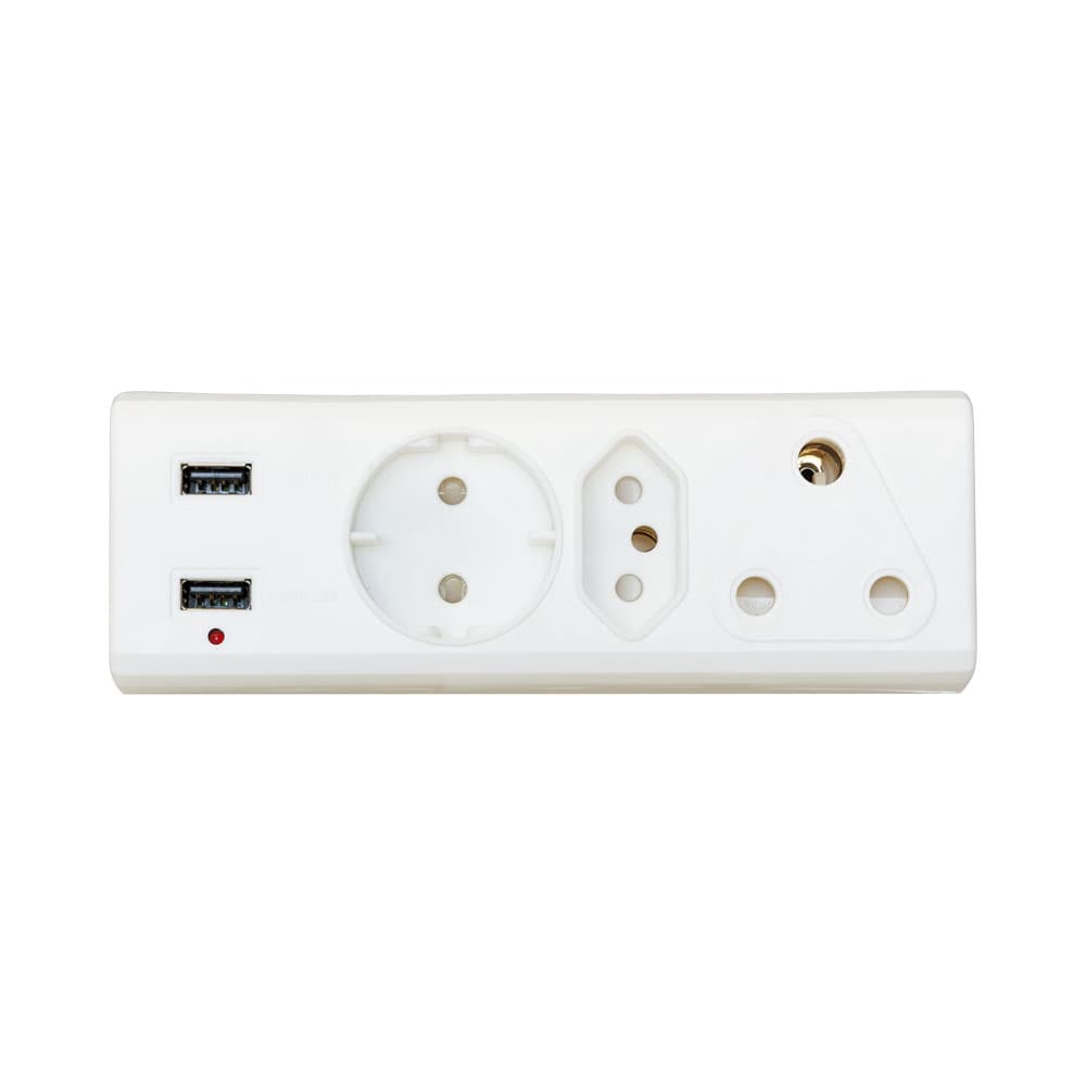 LINKQNET - 3-Port Multiplug with 2x USB Charging Ports