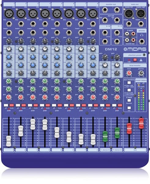 Midas DM12 - 12 Input Analogue Live and Studio Mixer with MIDAS Microphone Preamplifiers