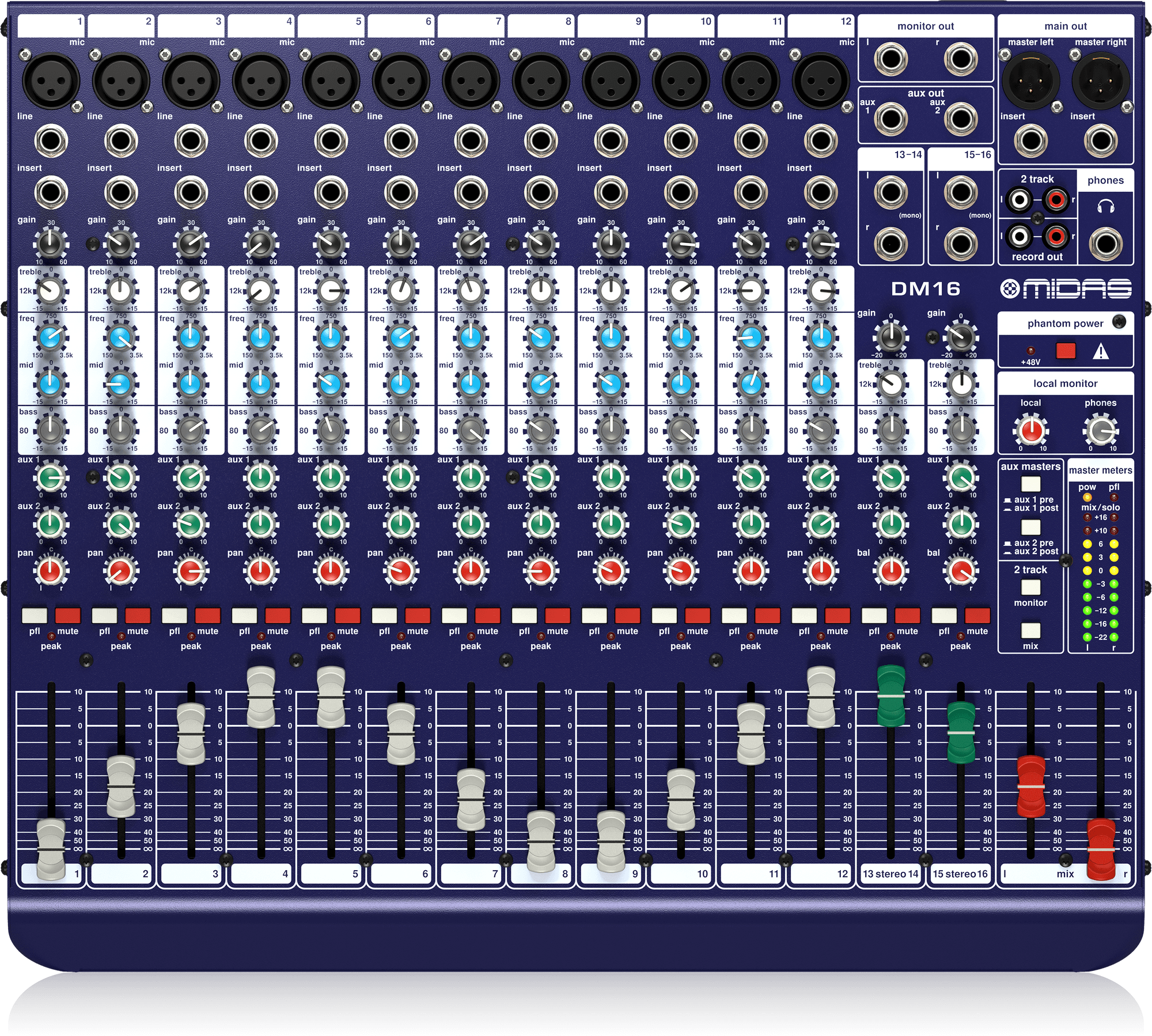 MidaS DM16 - 16 Input Analogue Live and Studio Mixer
