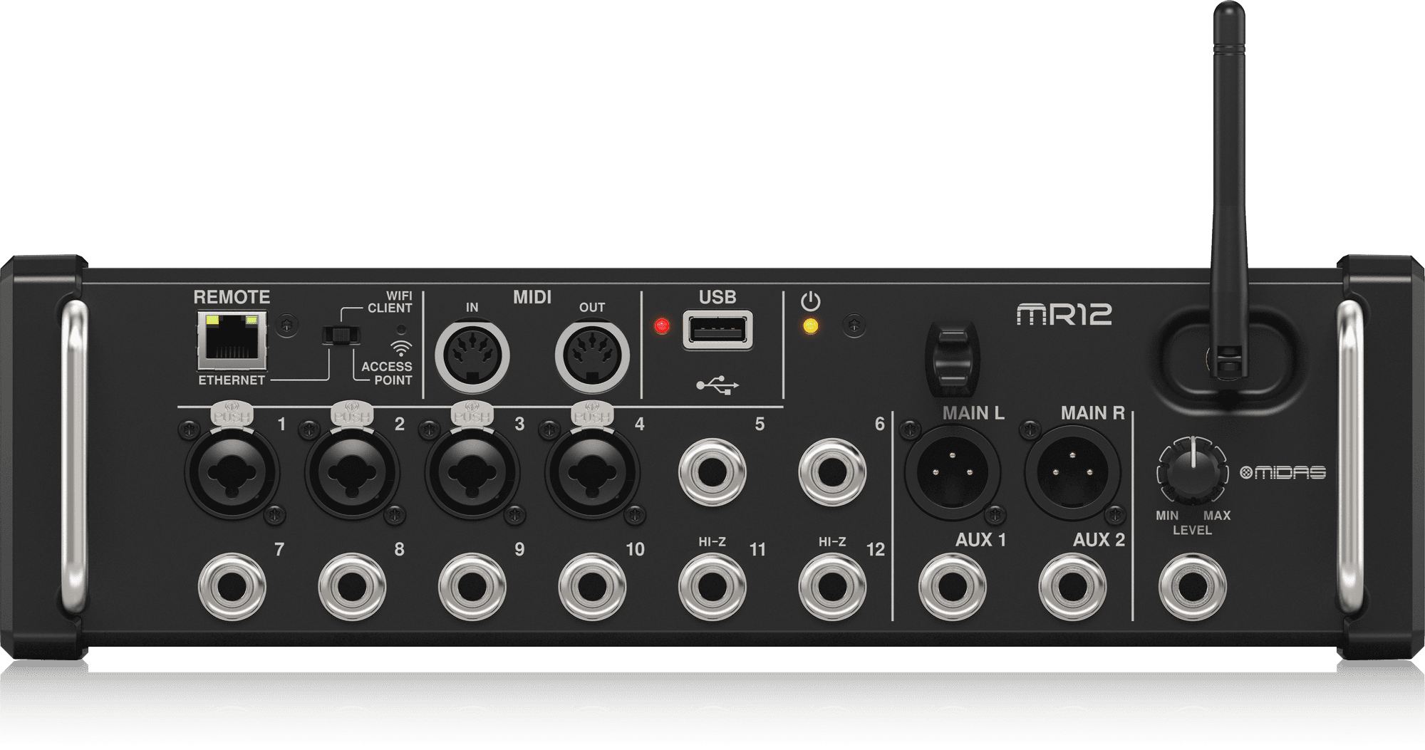 Midas MR12 - 12-Input Digital Mixer for iPad/Android Tablets with 4 Midas PRO Preamps
