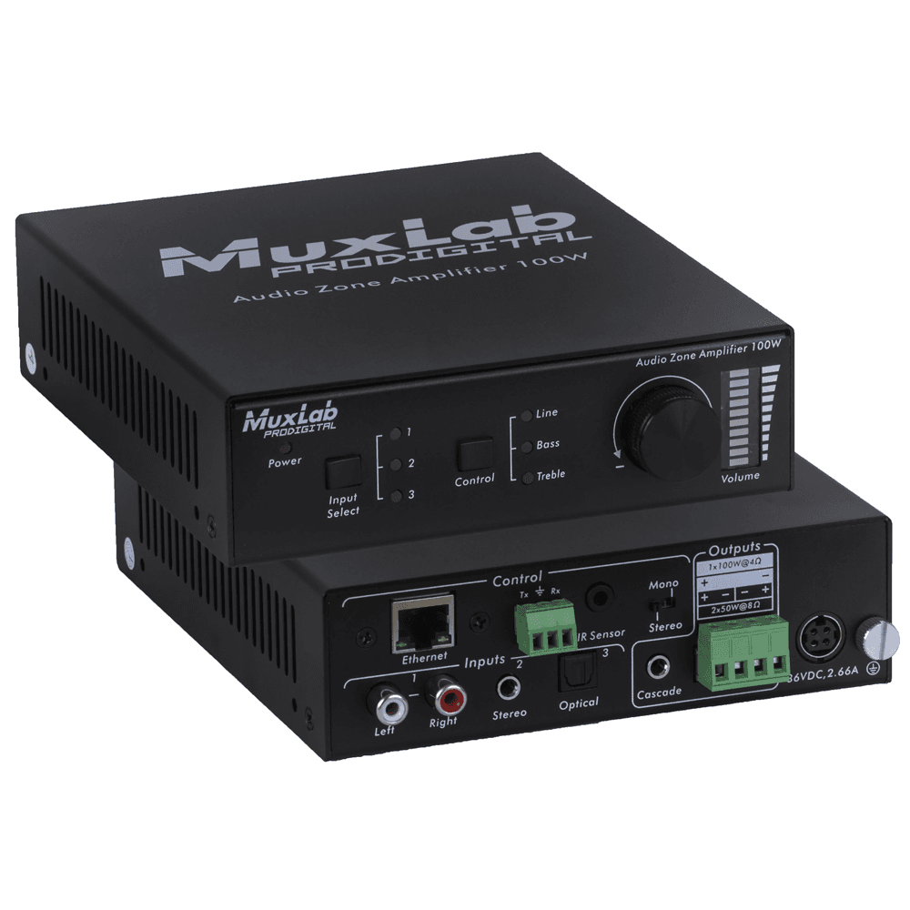 Muxlab Audio Zone Amplifier 100W - Stereo Installation Amplifier