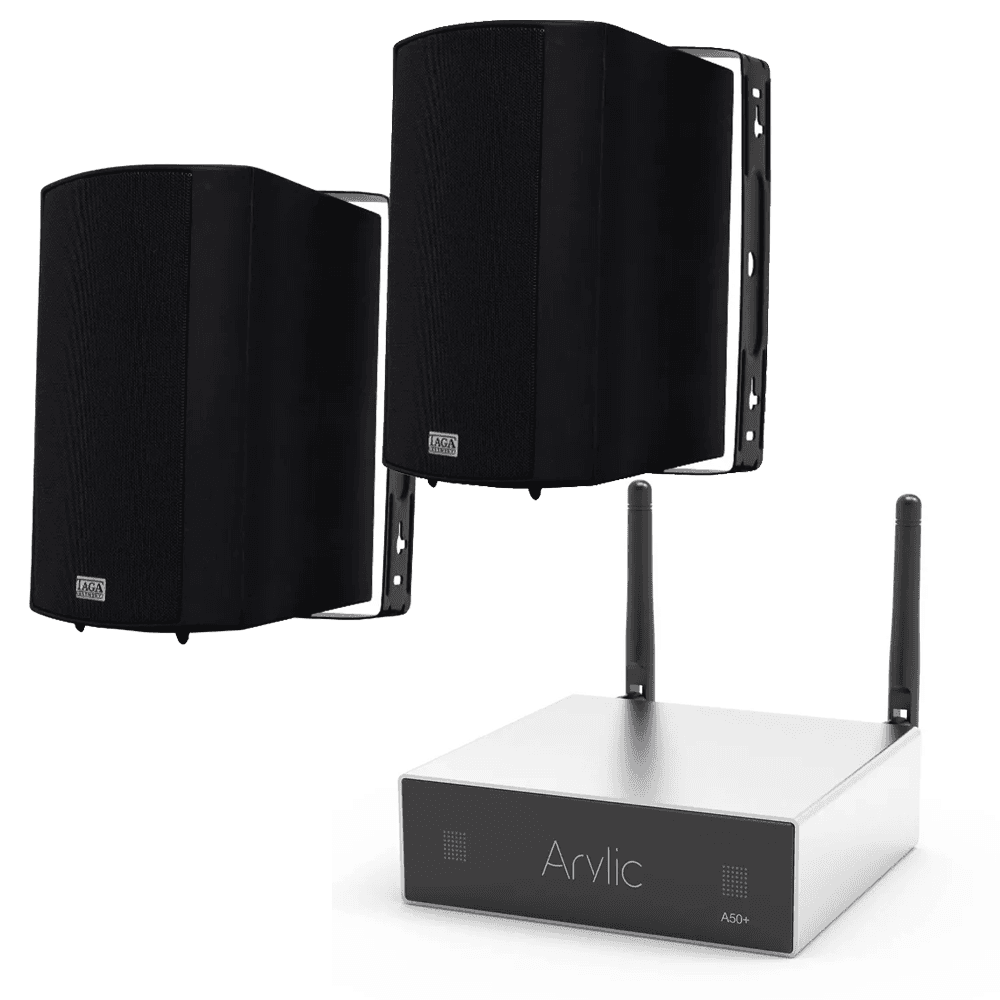 Taga Harmony TOS415 v2 - Outdoor Speakers packaged with Arylic A50+ Streaming Amplifier