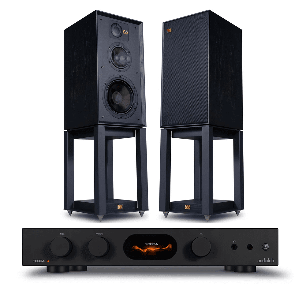 AudioLab 7000A Amplifier with Wharfedale Linton Speakers and Stands Pair