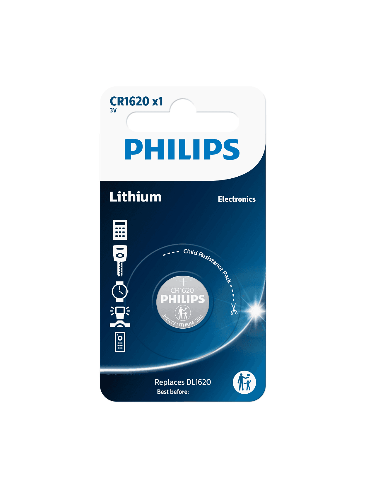 Philips - CR1620 Lithium Coin Cell Battery 3V 70mAh (Box of 10)