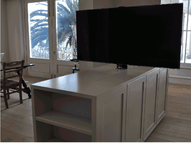 Definition TV Lift - Cabinet Vertical Scroller -Concealed Lid + Rotate 180