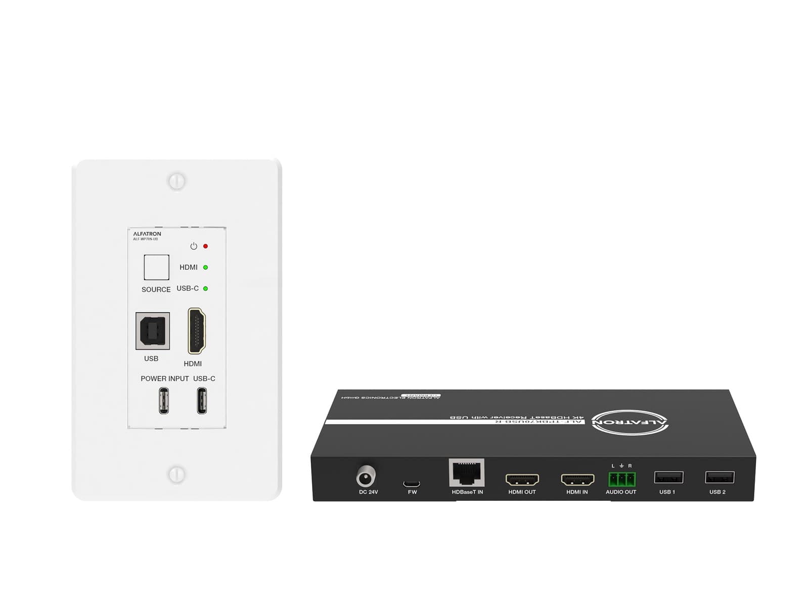 Alfatron ALF-WP70S-UB Wall Mounted 2x1 Switcher and HDBaseT Transmitter