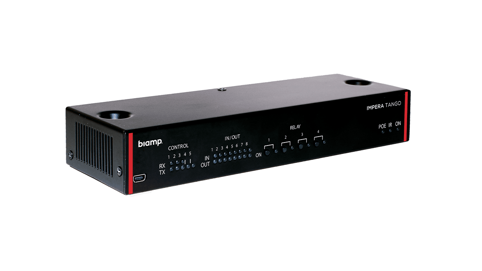 Biamp Apprimo, Impera, Vidi PM4100 - Biamp network controlled preamplifier with 3 band EQ and input 1 mix function. 4 unbalanced inputs and 1 balanced stereo output. USB audio input, LAN port, 2 bi-directional RS232 ports and 4 general purpose I/O port