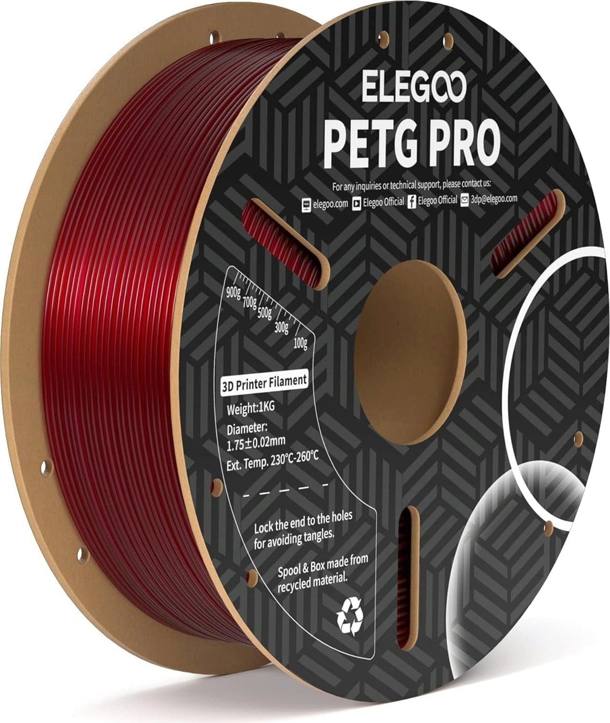 Elegoo Rapid PETG Red 1.75 mm / 1000 g Paper Spool