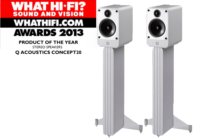 Open Box - Q Acoustics Concept 20 - Bookshelf Speakers with Stands - White