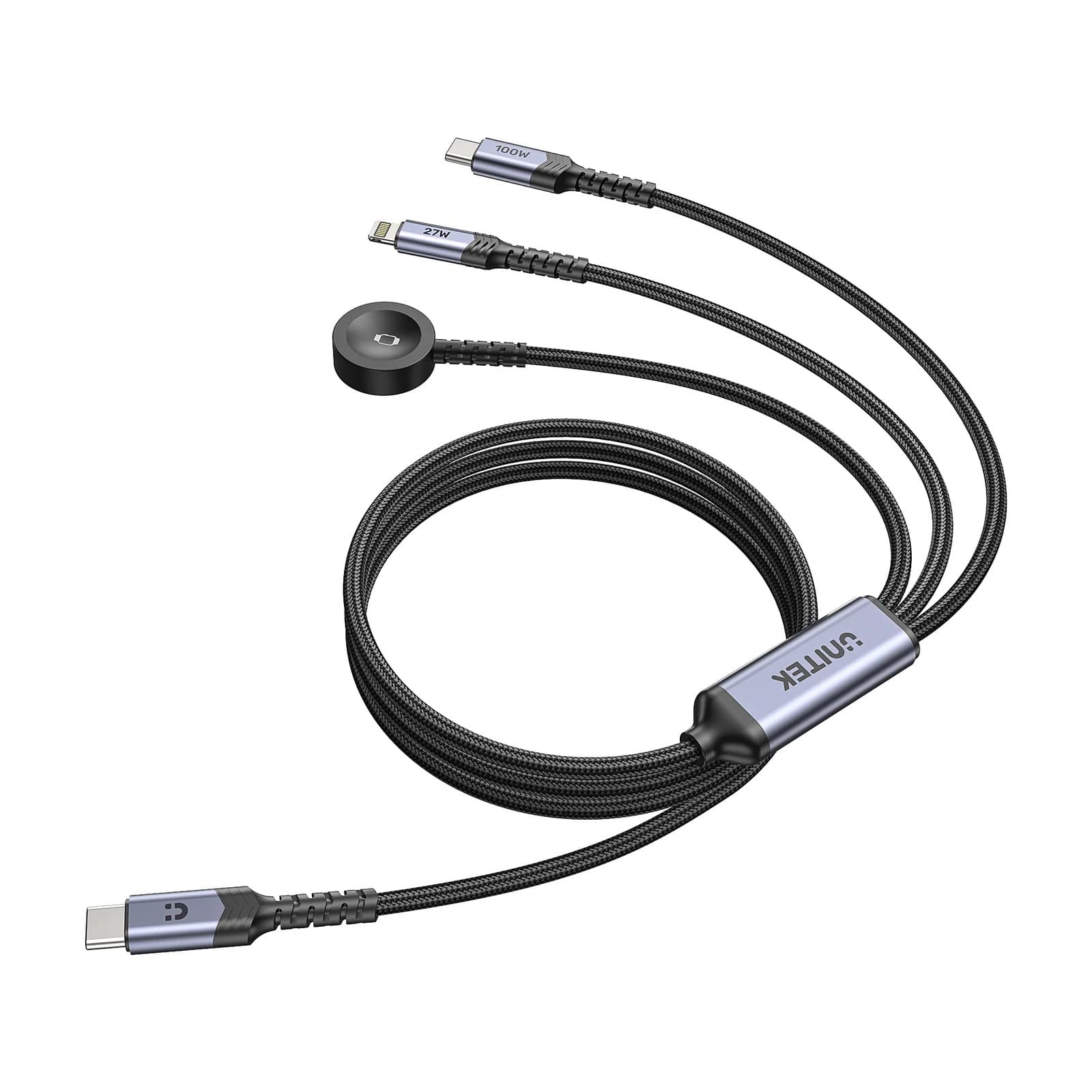 UNITEK C4049RD | 1.2M 3-IN-1 RED 2.4A CHARGING CABLE | USB TYPE-A TO USB TYPE-C, MICRO USB AND LIGHTNING