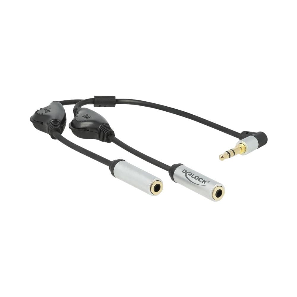 Delock - 3.5mm Audio Splitter with Volume Controls, 25cm (66434)