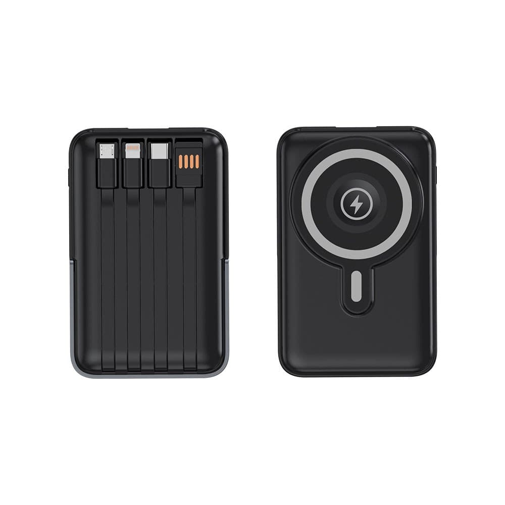 Linkqnet TPBT941 - 10,000mAh 15W Magnetic Wireless Powerbank with Built-in Charging Cables - Type-C, Micro USB and Lightning