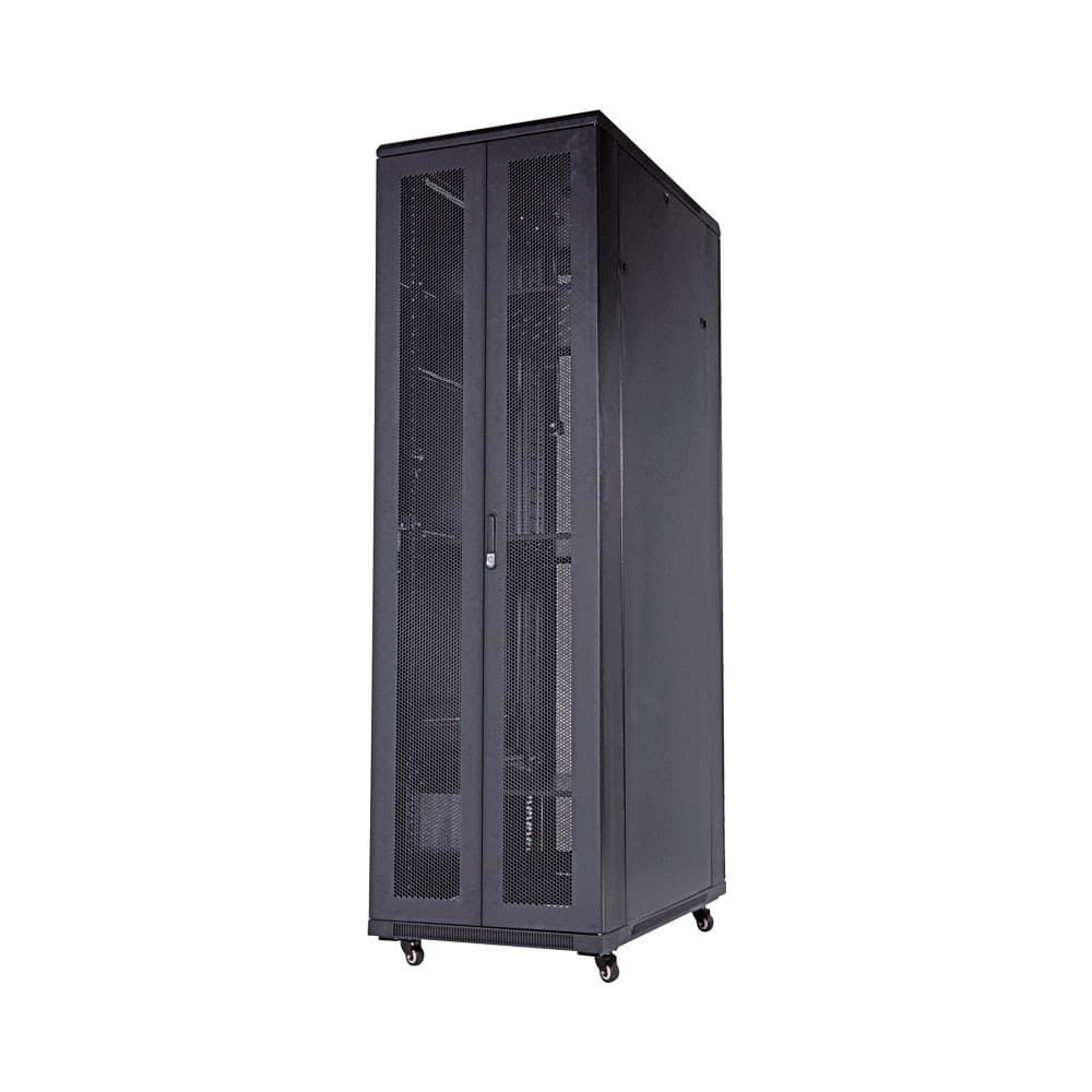 LINKQNET 42U FLOOR STANDING CABINET WITH DOUBLE MESH FRONT DOORS – 600MM DEEP