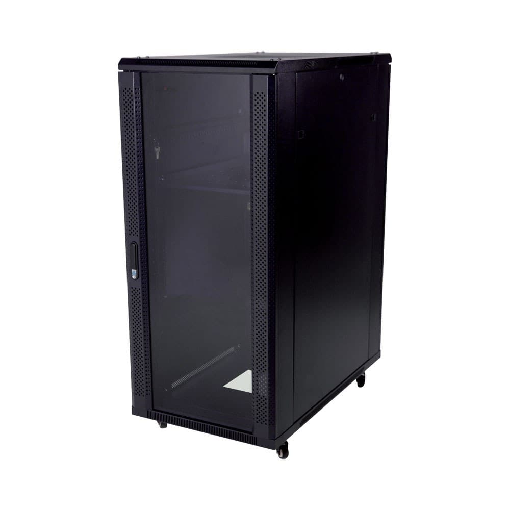 LINKQNET 27U FLOOR STANDING CABINET WITH GLASS DOOR – 600MM DEEP