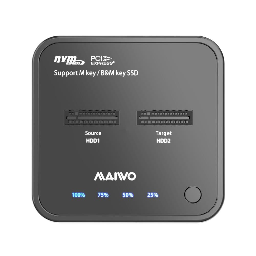Maiwo - K3016P 2-Bay M.2 NVMe SSD Duplicator USB3.2 Gen2 10Gbps