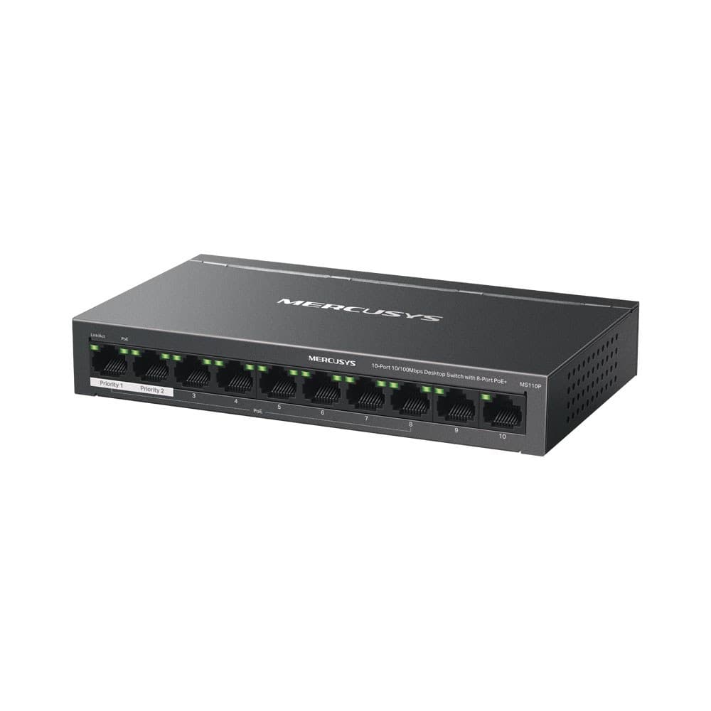 Mercusys - MS110P 10-Port 10/100Mbps Desktop Switch with 8× PoE+