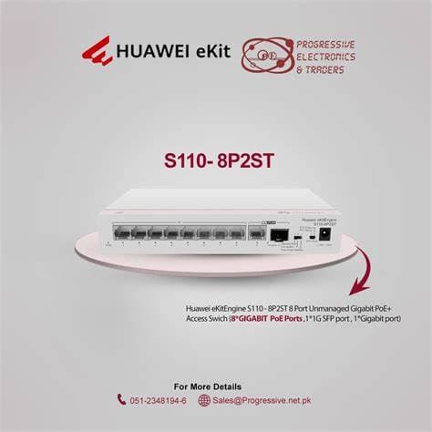 Huawei S110-8P2ST Unmanaged Switch 8 x 10/100/1000BASE-T ports, PoE+, 1 x GE SFP port, 1 x 10/100/1000BASE-T port