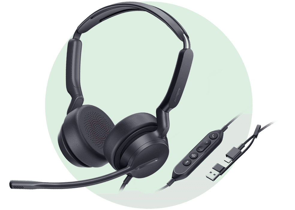 Yealink - UH42 Mono USB Headset, USB-C With USB-C/A Adapter, Teams Certified