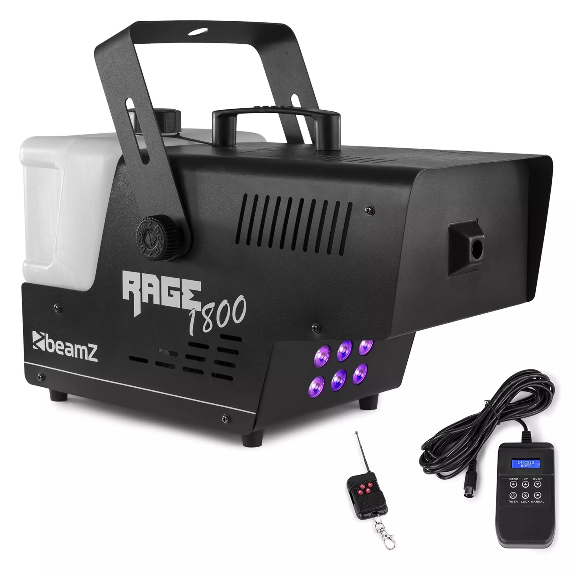 BeamZ RAGE1800LED Smoke Machine 1800W RGBA 6x 9W Wireless Remote