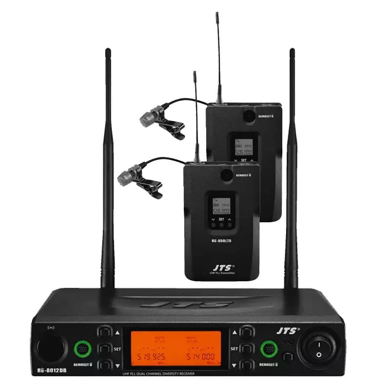 JTS - RU-8012DB/RU-850LTB+CM-501 DUAL LAPEL MICROPHONE DIVERSITY UHF 614-650MHz