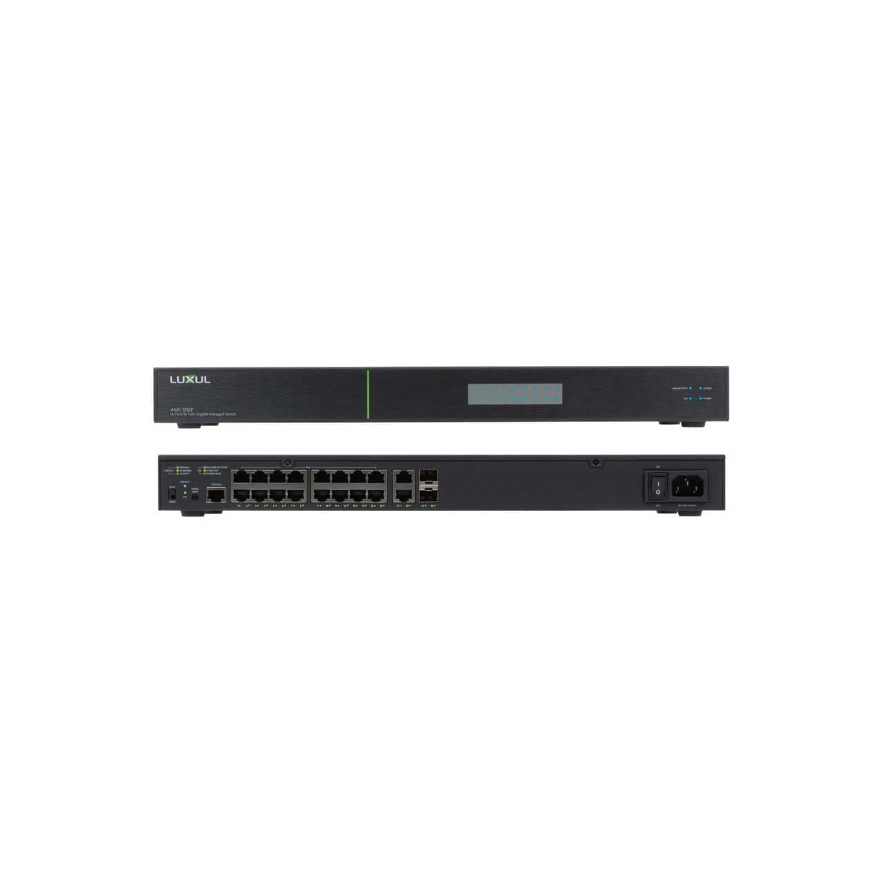 Luxul LUX-AMS-1816P-E - AV Series 18-Port/16 PoE+ Gigabit Managed L2/L3 Switch