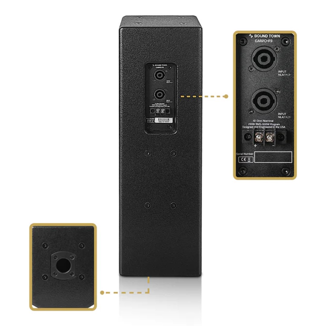 Sound Town CARPO-P3B Compact Passive PA Speaker (Black) Pair — view 4