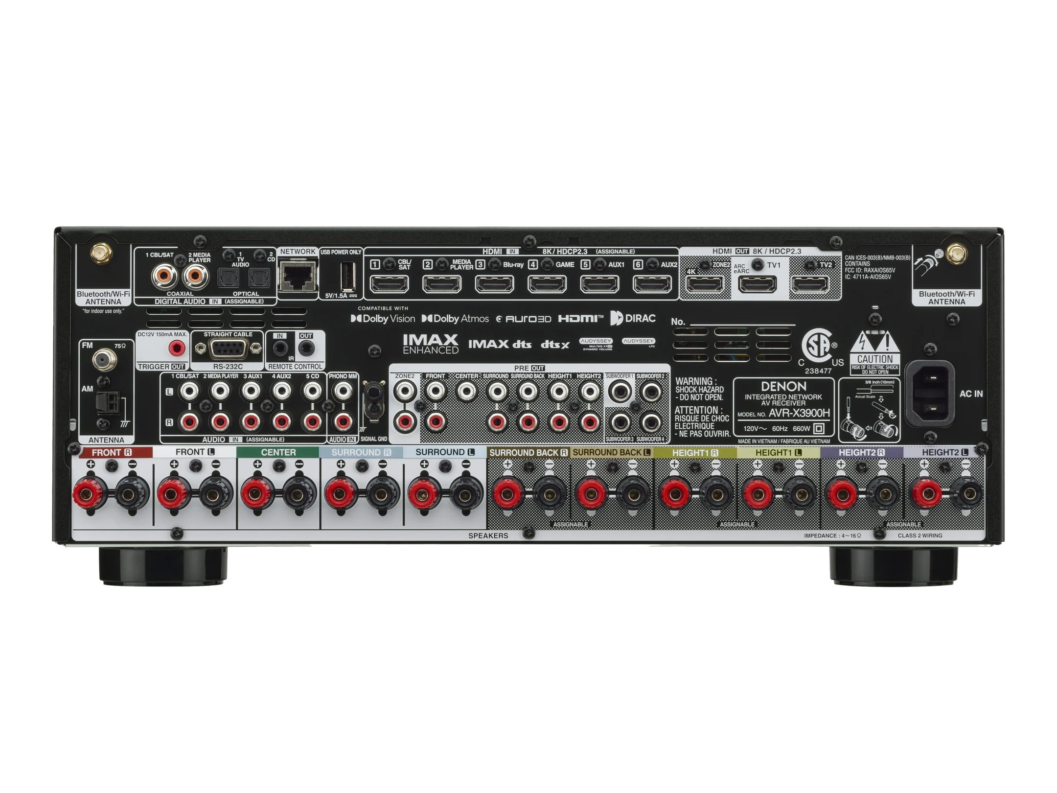 Denon AVR-X3900H - 9.4 Ch. 105W 4K/8K Dolby Atmos AV Receiver Powered by HEOS — view 5