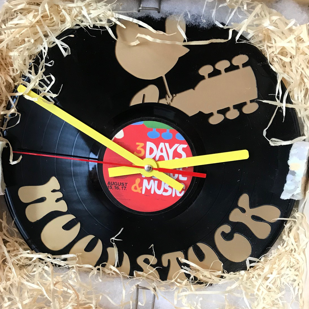 Vintros by PAZ Woodstock Record Clock - Lazer Cut