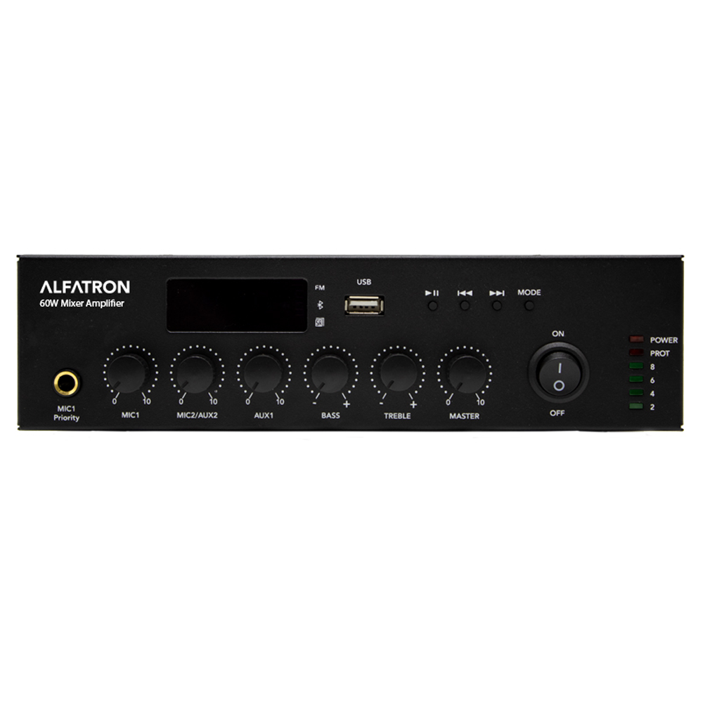 Alfatron ALF-120W-UB - Compact Mixer Amplifier with Media Player & Bluetooth 120 W