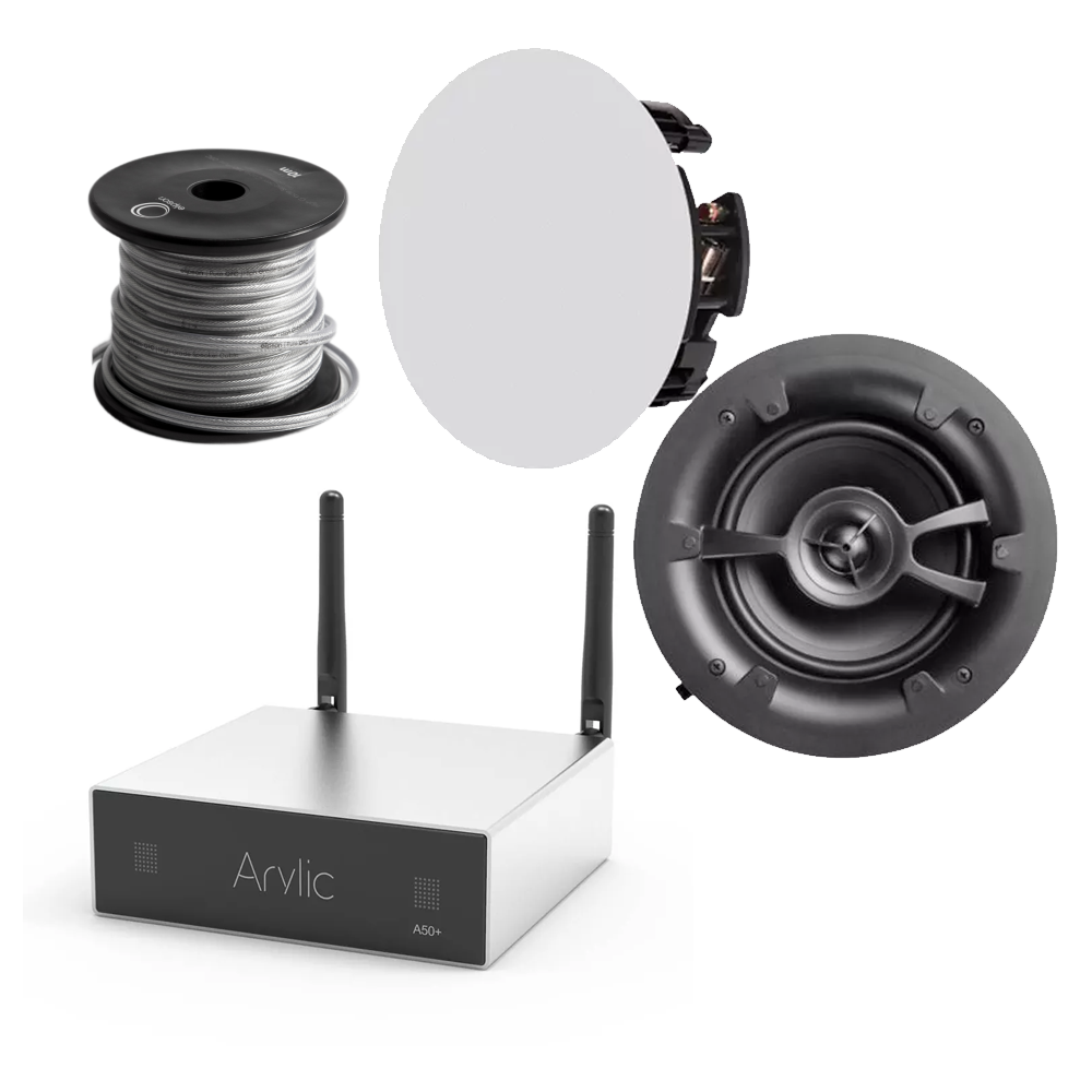Arylic A50+ Package 3 - Wireless Airplay2 Stereo Amplifier with Linx 6inch Ceiling Speakers