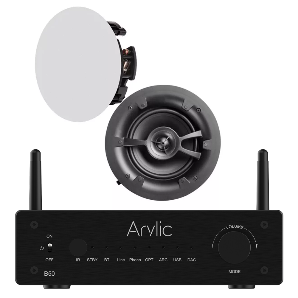 Arylic B50 Bluetooth Stereo Amplifier With Linx L6V2 In-Ceiling Speaker Combo